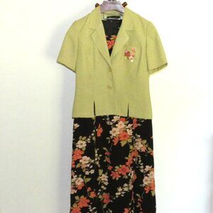 Sag Harbor 2 Piece Floral Dress and Jacket Misses size 8 Short Sleeve